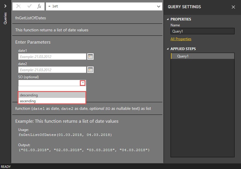Select the sort direction from the drop-down list, Power Query, Power BI Desktop