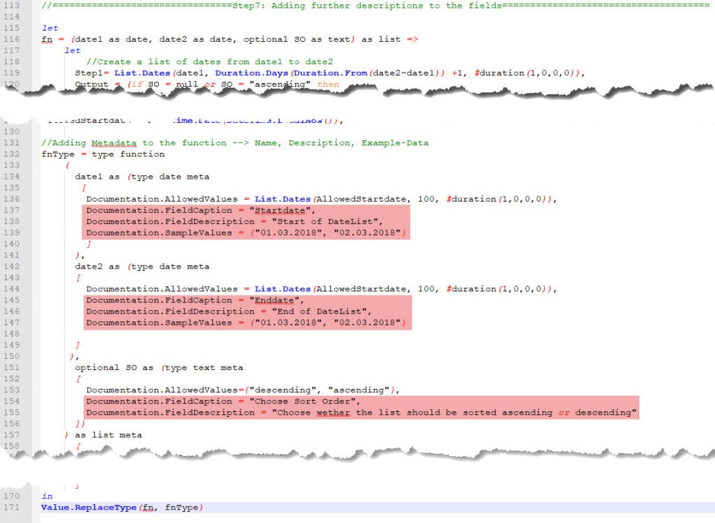 Adding more description fields to the parameters of the custom M function, Power Query, Power BI Desktop