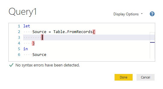 Indenting lines, from within a function, Power Query, Power BI Desktop