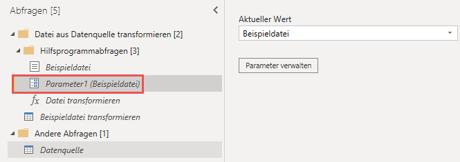 Parameter1 mit dem Verweis auf die Beispieldatei, Power Query, Excel, Power BI Desktop