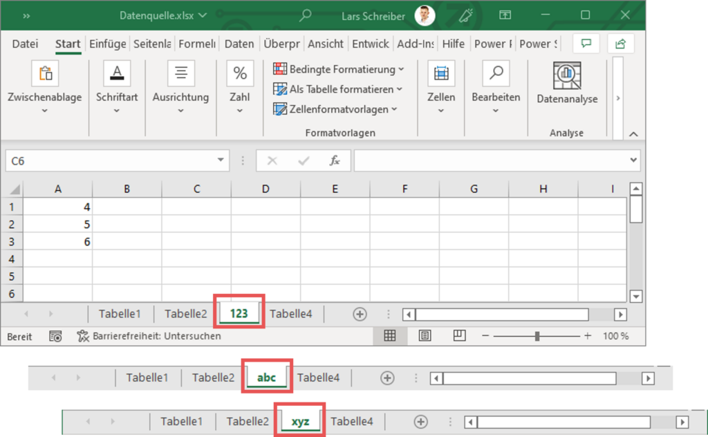 Positionsabhängiger Import von Tabellenblättern via Power Query, Power BI, Excel